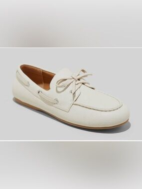 NEW Cream Faux Leather Boat Shoes